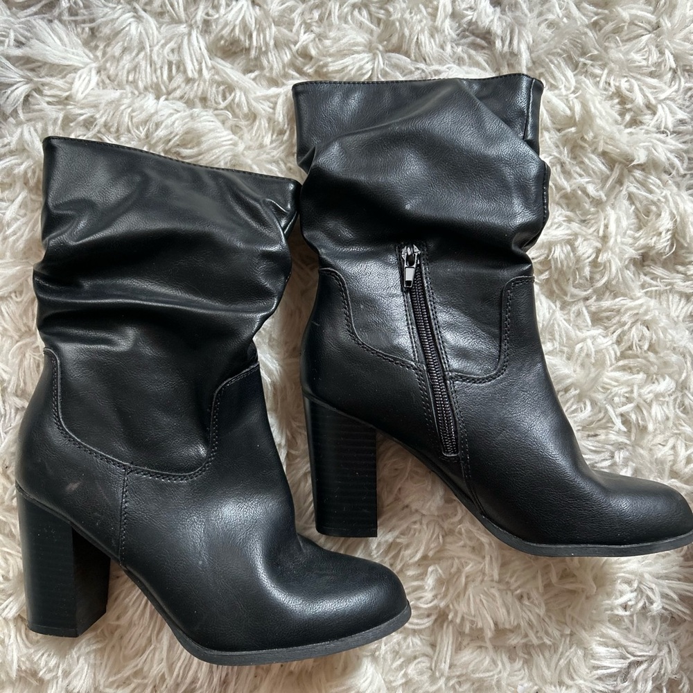 ☀️3/$25 Style & Co Women's Saraa Slouch Mid-Shaft Boots black 6 faux leather